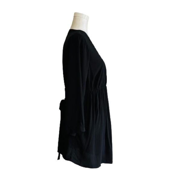 Old Navy Maternity Black V-Neck 3/4 Sleeve Tie Waist Blouse Top Size Medium NEW - Picture 7 of 12